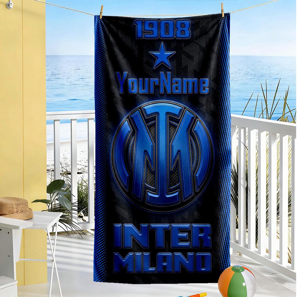 Inter Milan Customize Your Name Beach Towel Quick-Dry Soft Microfiber