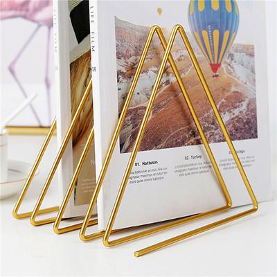 File Organizer Triangle Iron Art Creative Office Desktop Books Magazine Storage Newspaper Bookshelf Pen Holder Desk Decoration