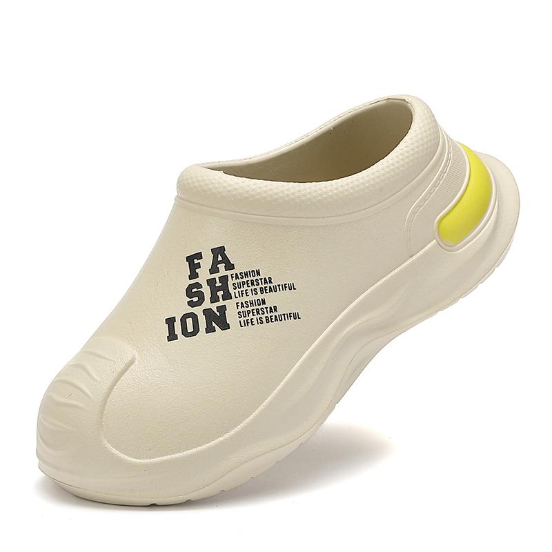 Fashion Men Chef Shoes Anti Slip and Oil Proof Work Shoes Lazy Slippers Casual Trendy Slipper One Step Fashion Garden Shoes For Beach