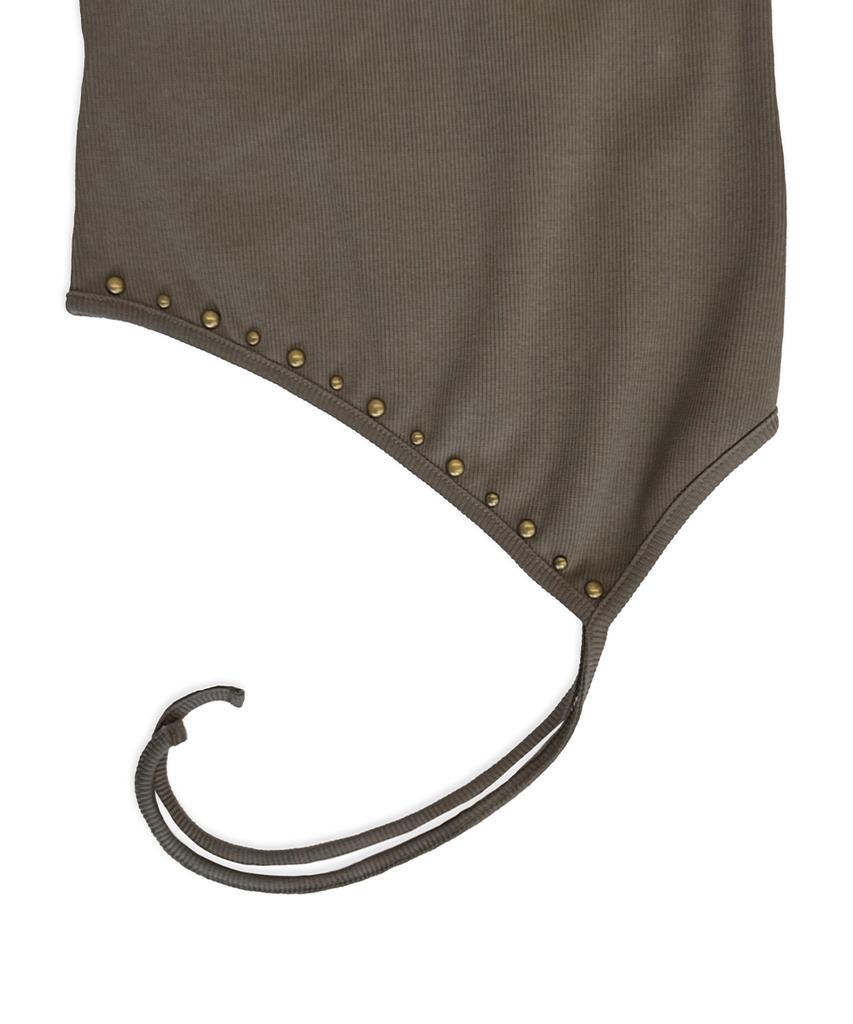 Eonyujeulaeb Vintage Studded String Sleeveless Top (Khaki)