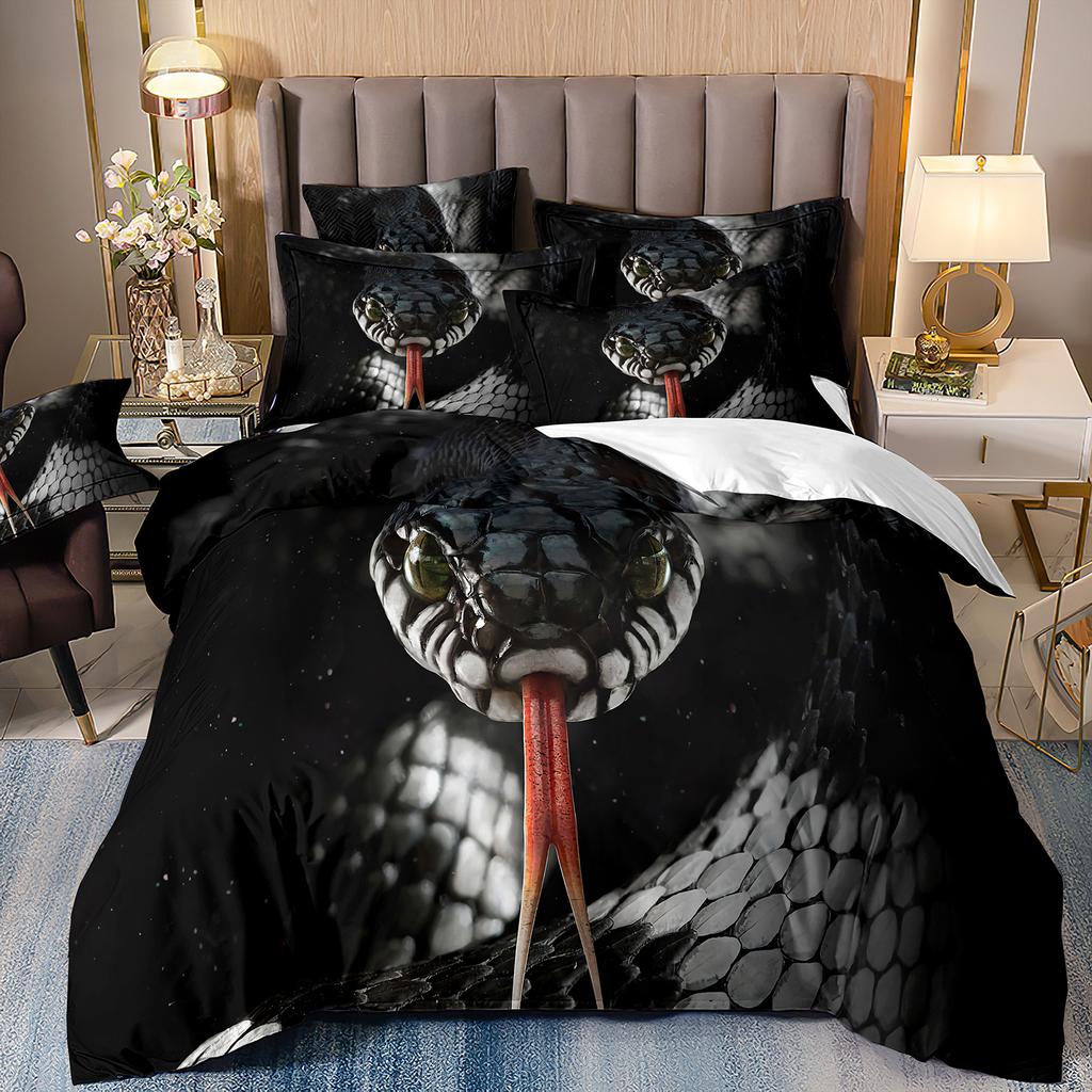 3D Digital Printing Bedding Three-Piece Set Animal Cobra Sheet Duvet Cover