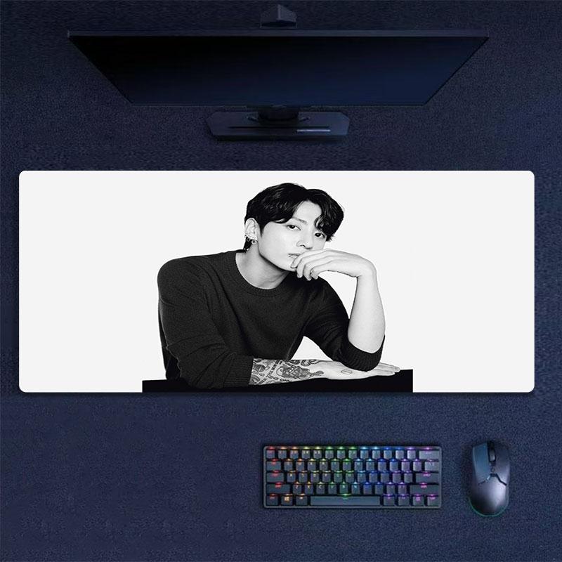 Jungkook Mouse Pad, Large Gaming Desk Mat, Non-slip XXL Mousepad for Laptop & Tablet, Mini PC Playmat with Stitched Edges