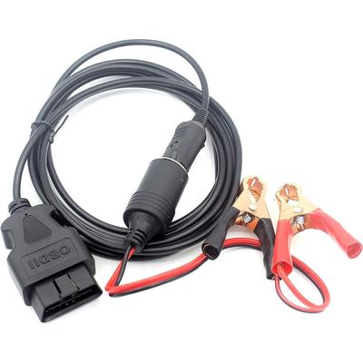 OBD2 Car Memory Saver 2 In 1, Vehicle ECU Emergency Power Supply Cable with Alligator Clip On 12V Car Battery Power Extension Socket