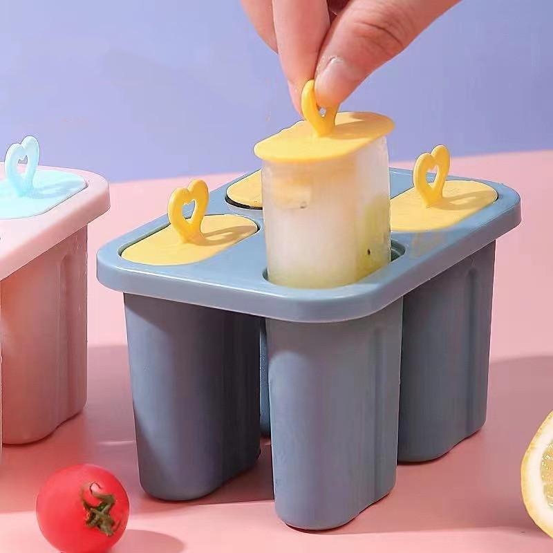 4 Grid Summer Frozen Ice Cream Mold Popsicle Making Mold Kitchen Tools Color