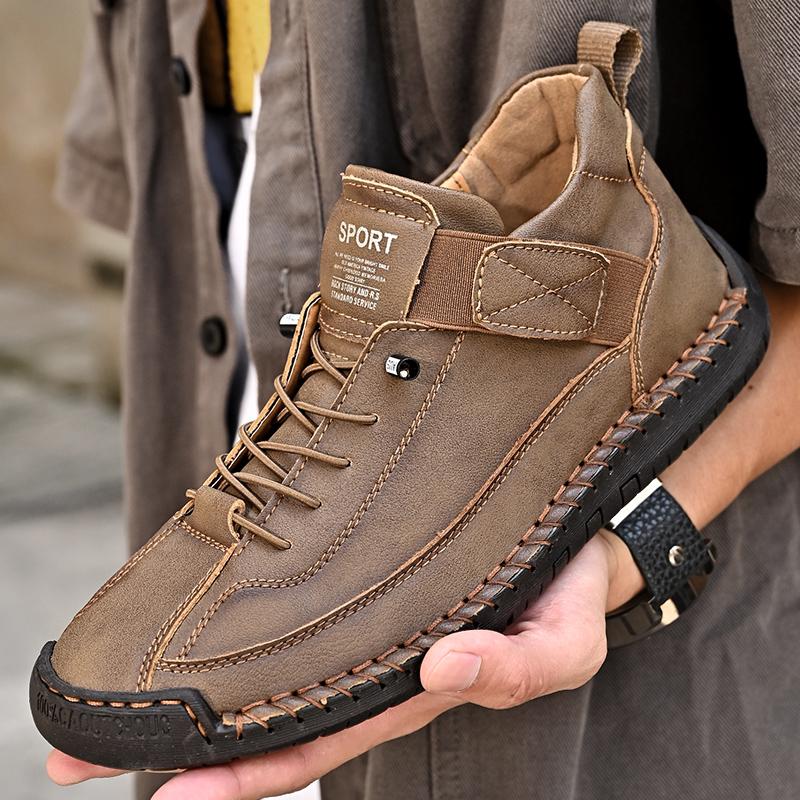 Leather Casual Men Shoes Design Sneakers Man Breathable Leather Shoes Men Ankle Boots Outdoor