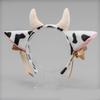 Faux Fur Animal Headbands Furry Cow Ears Headwear Tail Set Kawaii Hair Hoop for Halloween Cosplay Party Supplies