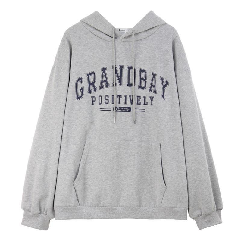 Spring Student Printing Loose Warm Fleece Thickened Hooded Sweater Wholesale for Women