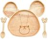The School Wooden Plate Cutlery Dishwasher Natural Present Bears' Children's & Set, Safe, Wood, Gift,
