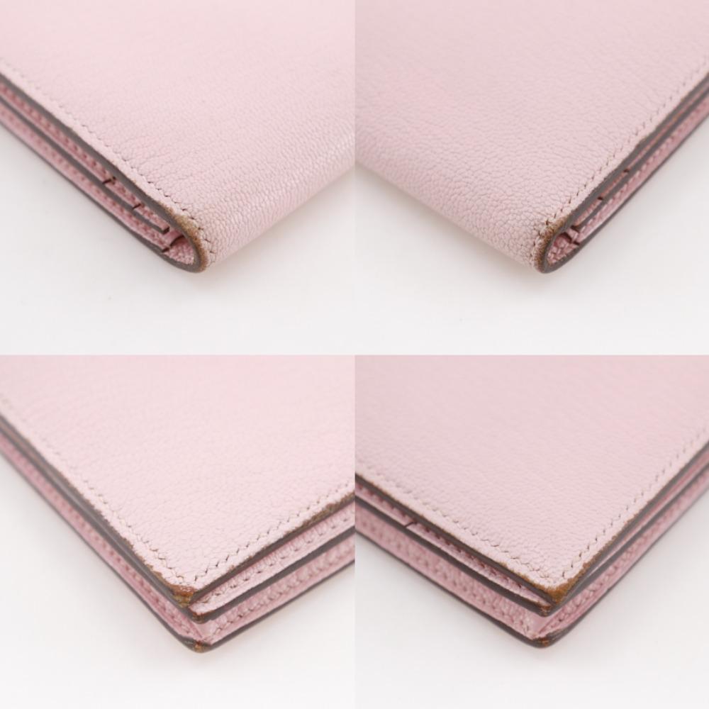 HERMES Beance fleet Purse pink leather Women Used