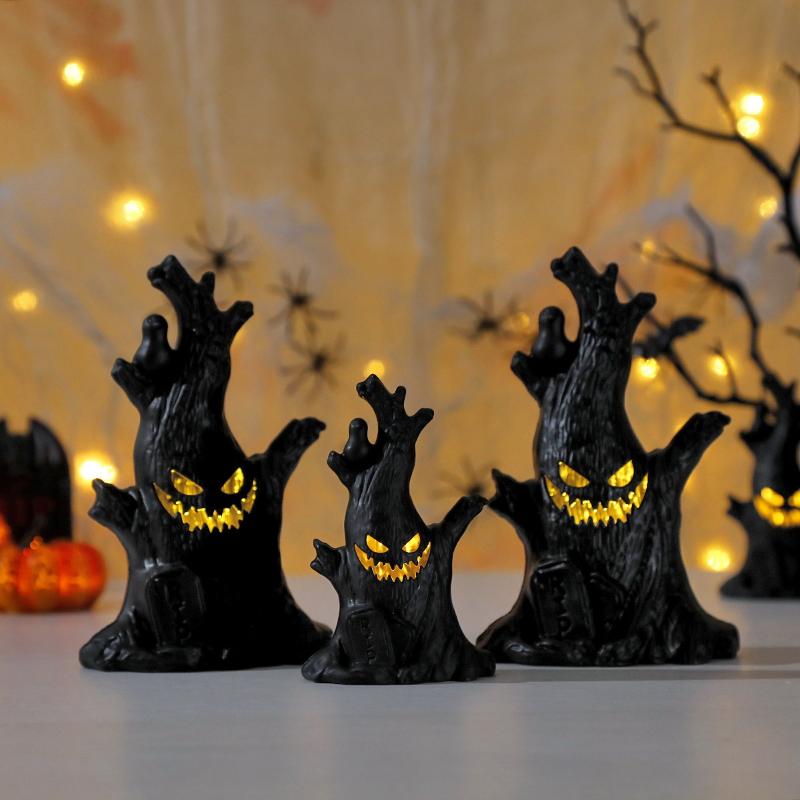Halloween Decoration Ghost Tree Led Night Glow Ghost Lantern Ghost Face Tree Stump Lantern Festival Atmosphere Horror Decoration