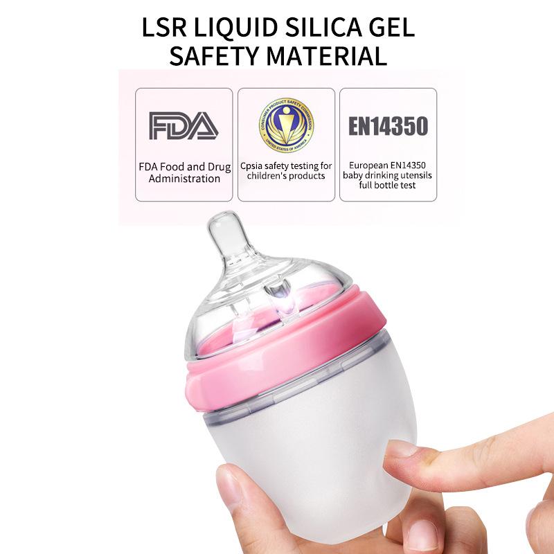 Anti-Colic Silicone Baby Bottle, Drop-Resistant and Breastfeeding Mimic, Wide-Mouth Design for Newborns