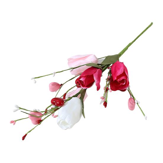 Künstlicher Tulpenblütenstiel Herzförmige Beerenpicks für Valentinstag Jahrestag Blumensträuße Hochzeit Heimdeko