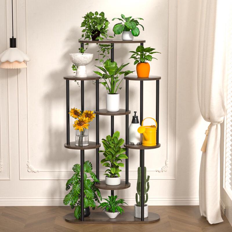 7-Tier Metal and Wood Plant Stand