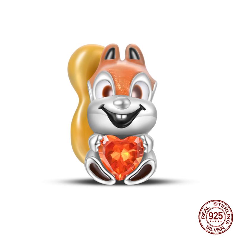 Copper Lovely Animal Cat Squirrel Penguin Heart Zircon Charms Beads Fit Qikaola Original Bracelets Fine Diy Jewelry
