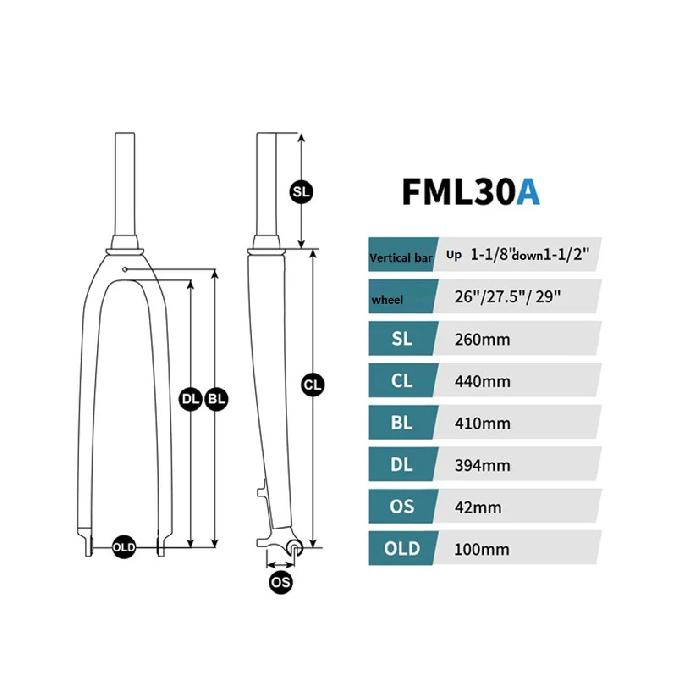 Kinesis Aluminum Alloy Front Fork Mountain Hard Fork Horse FML30D-FML30A-FML30B