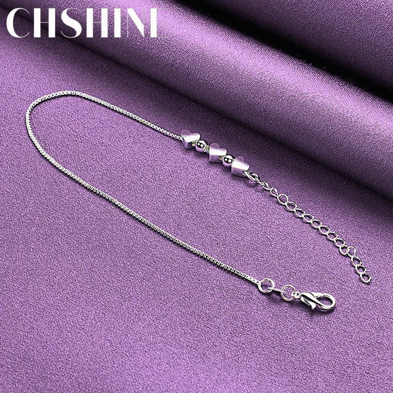 CHSHINE 925 Sterling Silver Small Heart Chain Bracelet For Women Wedding Party Fashion Charm Jewelry