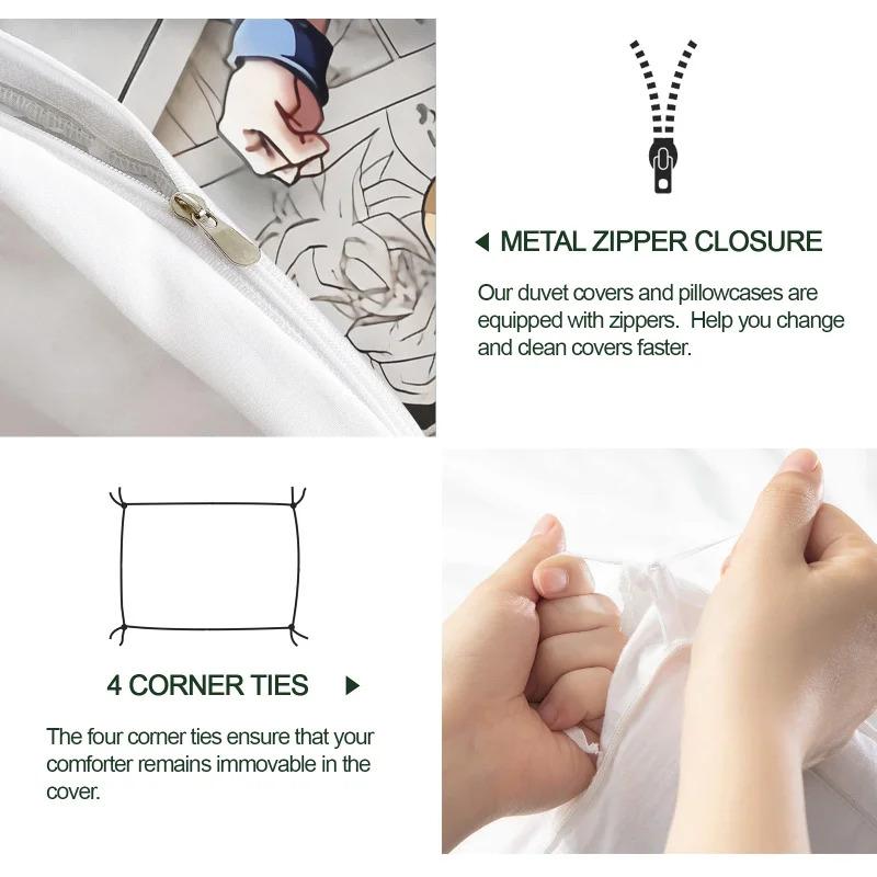 Literie Anime D-Dragon-Ball Housse de Couette et Taie d'Oreiller Décoration Parfaite pour Chambre d'Adolescent, 1-2 Pièces Taies d'Oreiller/Ensembles