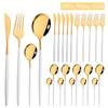 24Pcs Luxury Cutlery Stainless Steel Tableware Mirror Gold Dinnerware Set Western Knife Fork Spoon Flatware Kitchen Silverware