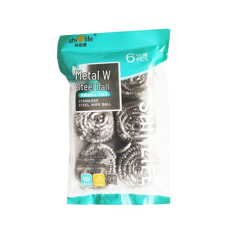 Shang Li Wu Stainless Steel Wire Cleaning Balls - 6 Pack for Kitchen and Dishwashing