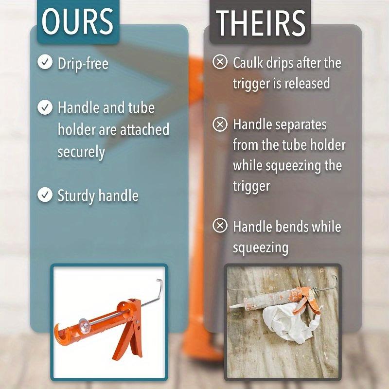 High performance silicone caulk gun, stainless steel, non-dripping sealant applicator, suitable for smooth silicone application