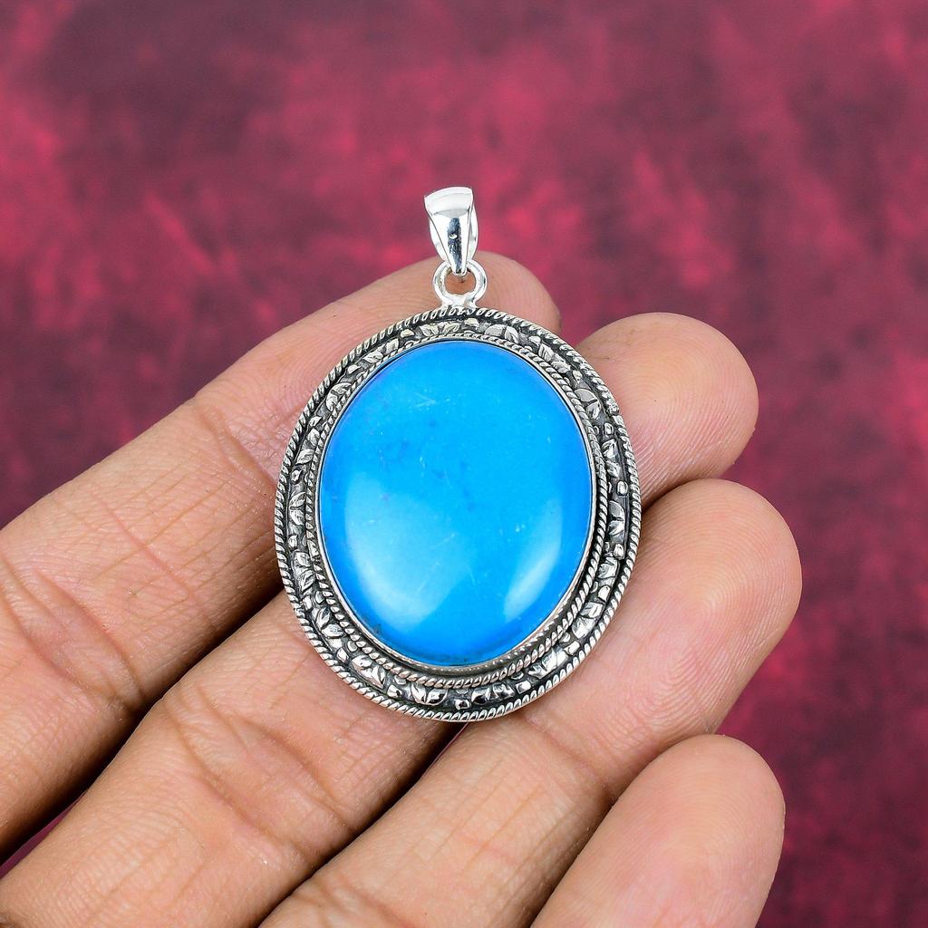 Sleeping Beauty Turquoise Pendant, 925 Solid Sterling Silver Gemstone Jewelry, Handmade Pendant, For Thanksgiving