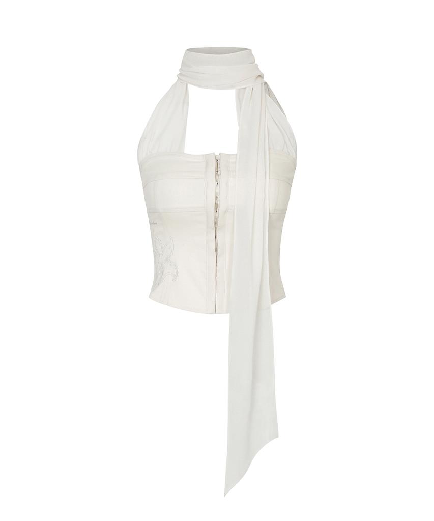 PAINORPLEASURE Midnight Halter Top Cream