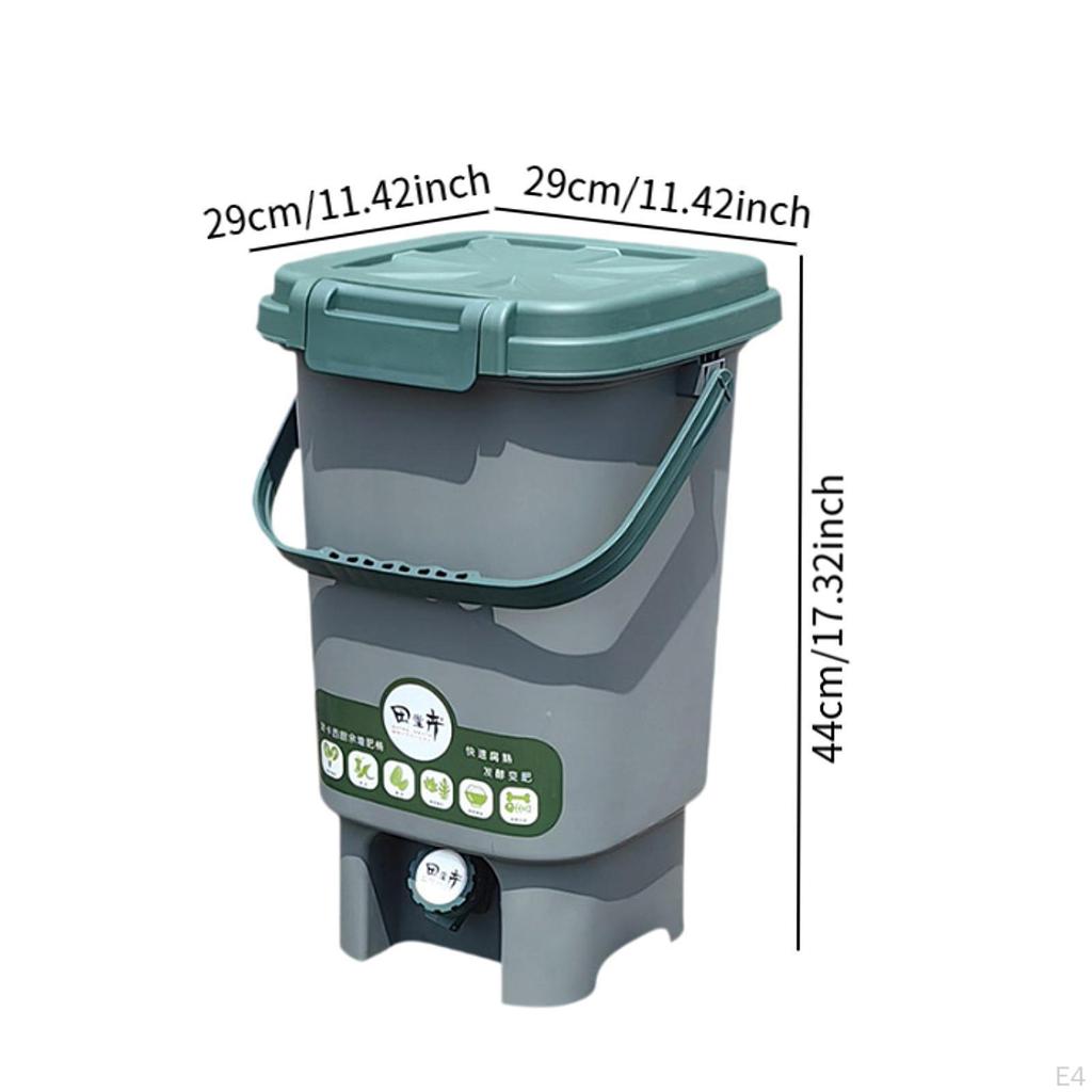 Compost Bin and Handle, Garbage Home Food Waste Bin, Bucket for Balcony, Outdoor,