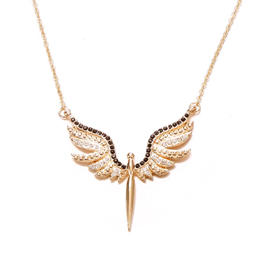 Wish Jewelry, Creative Diamond-Encrusted Angel Prayer Guardian Angel Wings Ladies Necklace
