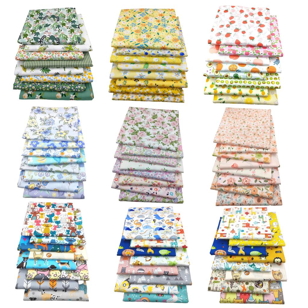 8PCS Cotton Fabric Printed Cloth Sewing Quilting Fabrics for Patchwork Needlework DIY Handmade Material Fabric Cotton