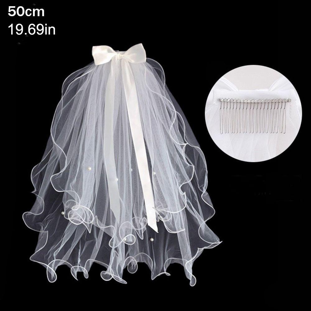 Wedding Accessories Lace Edge Two Layer Photo Veil Bridal Veil Women's Tulle With Comb Wedding Veil