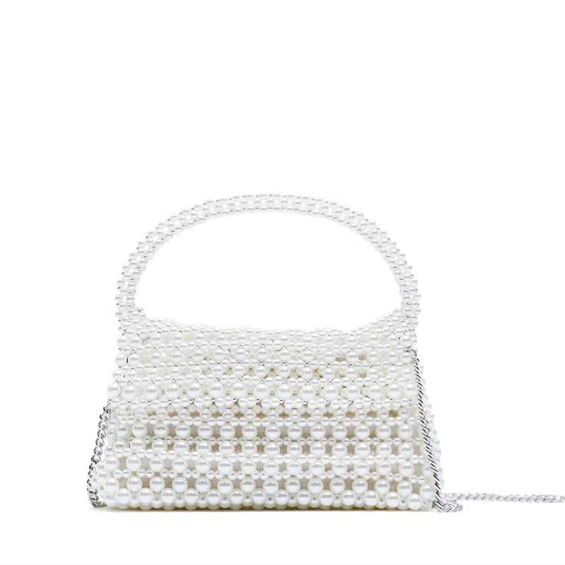 Novas bolsas mensageiras de fada brancas com franjas de pérola e franjas com corrente para mulheres