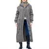 Women's Loose Button Pocket Cable Knitted Mid-length Coat