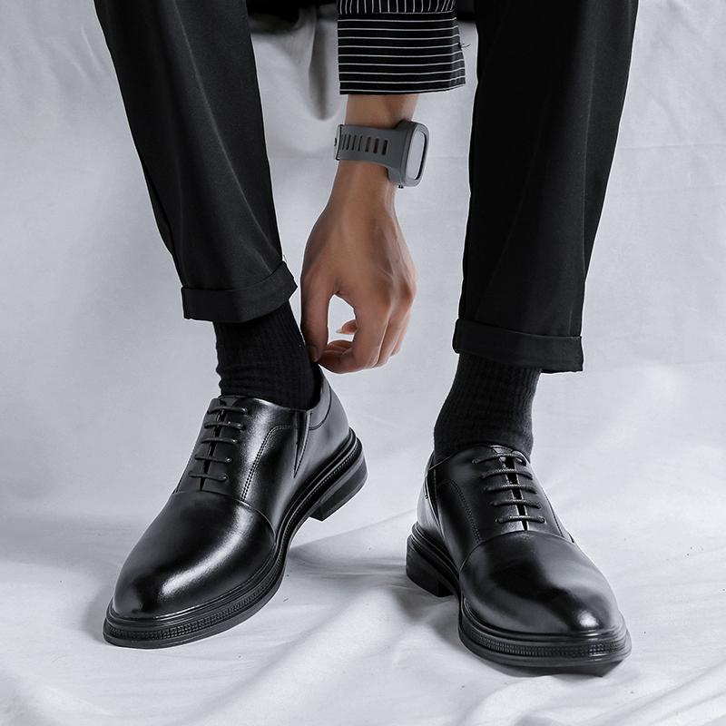 Fashion New Men's Leather Casual Shoes Handmade High Quality Casual Oxford Business Work Shoes Lace-up Comfortable Man Walking Footwear