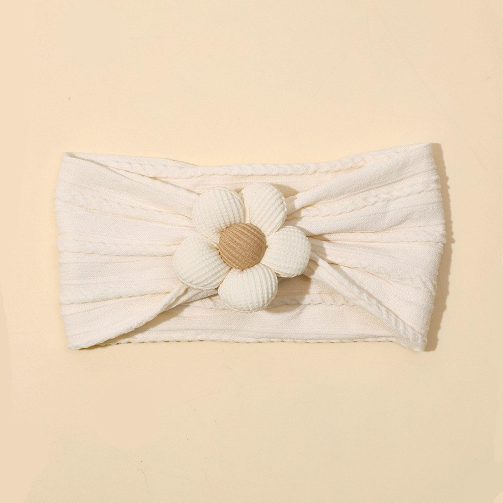 Детская повязка на голову с цветком - однотонный аксессуар для волос с 5 лепестками One Size бежевый