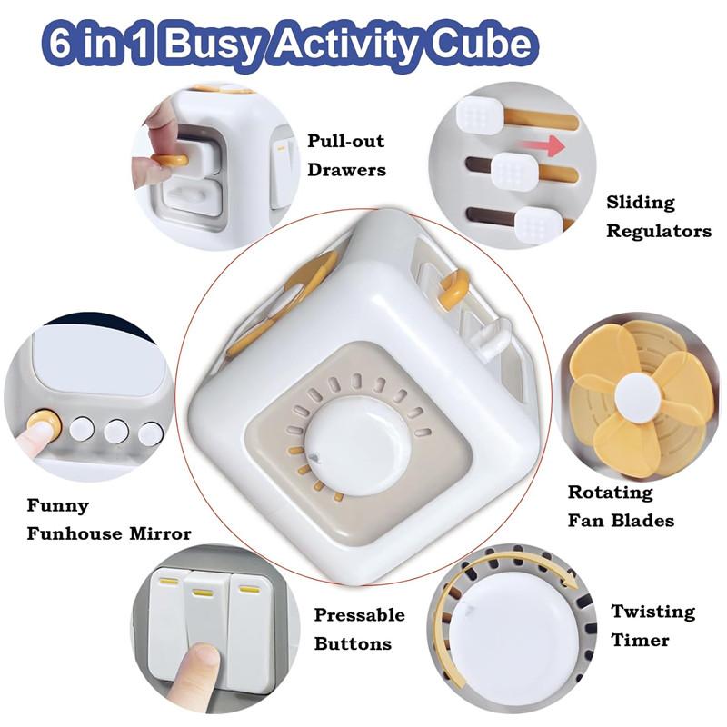 6 In 1 Busy Cube Montessori Toys Toddler Airplane Car Travel Toy Sensory Activity Busy Board Educational Learning Toys For Kids