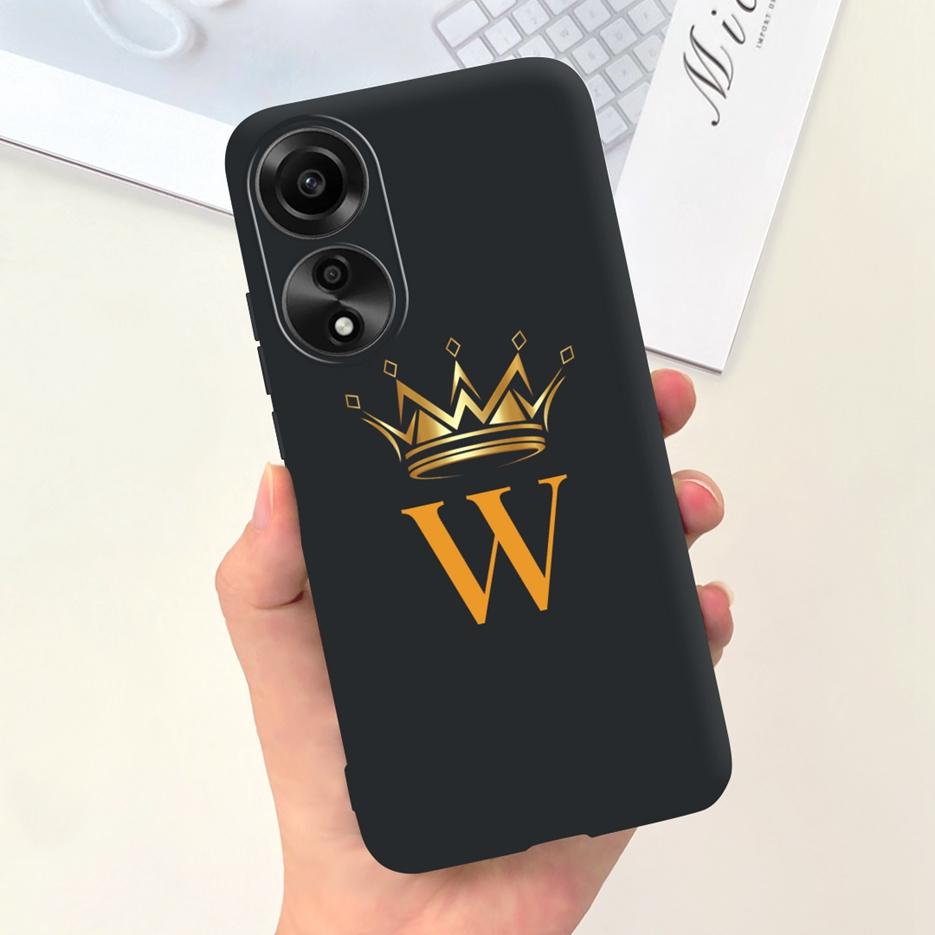 For Oppo A78 4G Case CPH2565 Cute Crown Letters Back Cover 6.43'' Shockproof Phone Case For Oppo A78 A 78 OppoA78 4G Soft Fundas