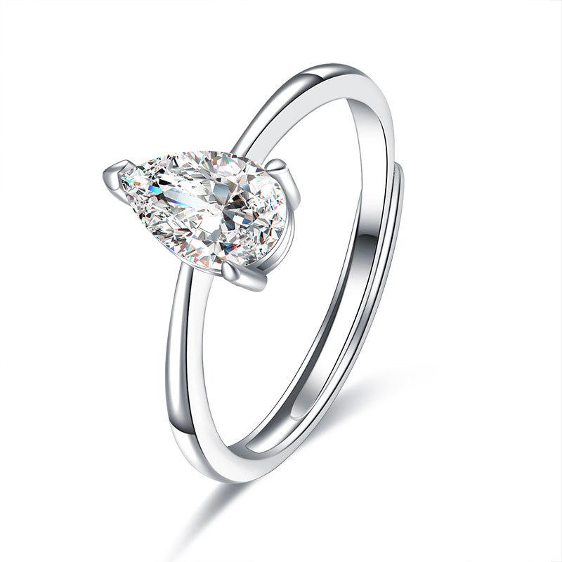 

Кольцо-капля из серебра S925 пробы, классическое женское, простое, модное, с бриллиантами, прямое, грушевидной формы, открытое кольцо opening adjustable