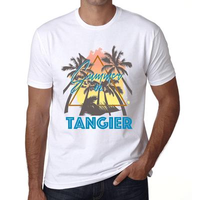 Herren Vintage T-Shirt Grafik T-Shirt Sommer Dreieck Tanger Weiß