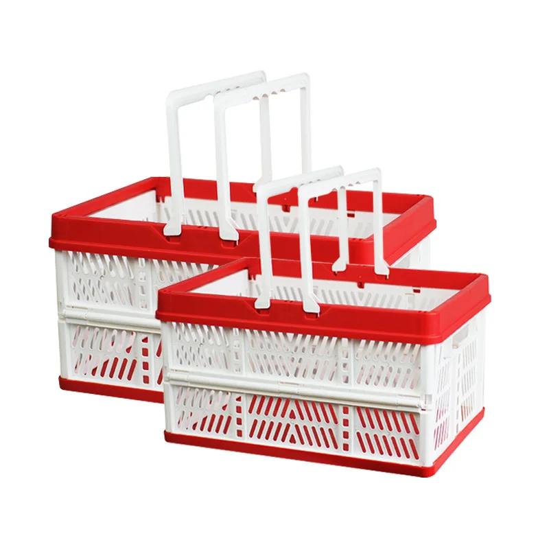 

M/L Большая Вместимость Походная Складная Корзина для Покупок Пикник На Открытом Воздухе Автомобильная Корзина для Еды Фруктов Складная Корзина для Покупок M белый