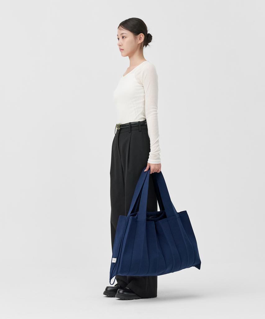 Pleatsmama Big Shoulder Bag Navy