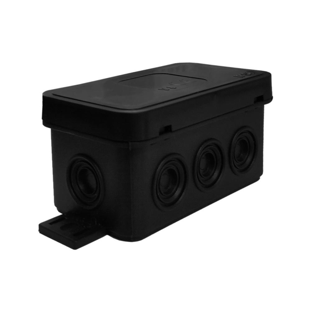 Puszka Natynkowa 8-Wlotowa 80X45X41 Mm Ip54 Czarna Hermetyczna Pusta