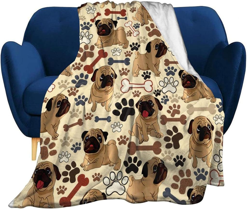 Cute Cats Print Blanket Flannel Blanke Bed Sofa Travel Camping Super Soft Cozy Plush Blanket Dogs Print Throw for All Seasons