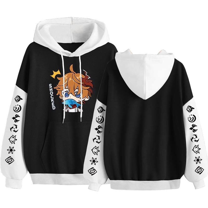 Harajuku Game Genshin Impact Tartaglia Hoodie Printed Women Men Fashion Kawaii Boy Head Poster Long Sleeve Streetwear Man Sweatshirts