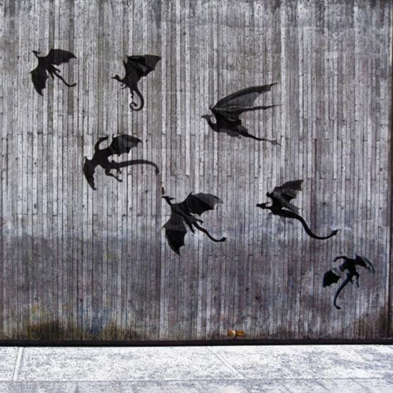 7Pcs 3D Dinosaur Dragon Wall Sticker DIY Living Room Halloween Party Decal Decor