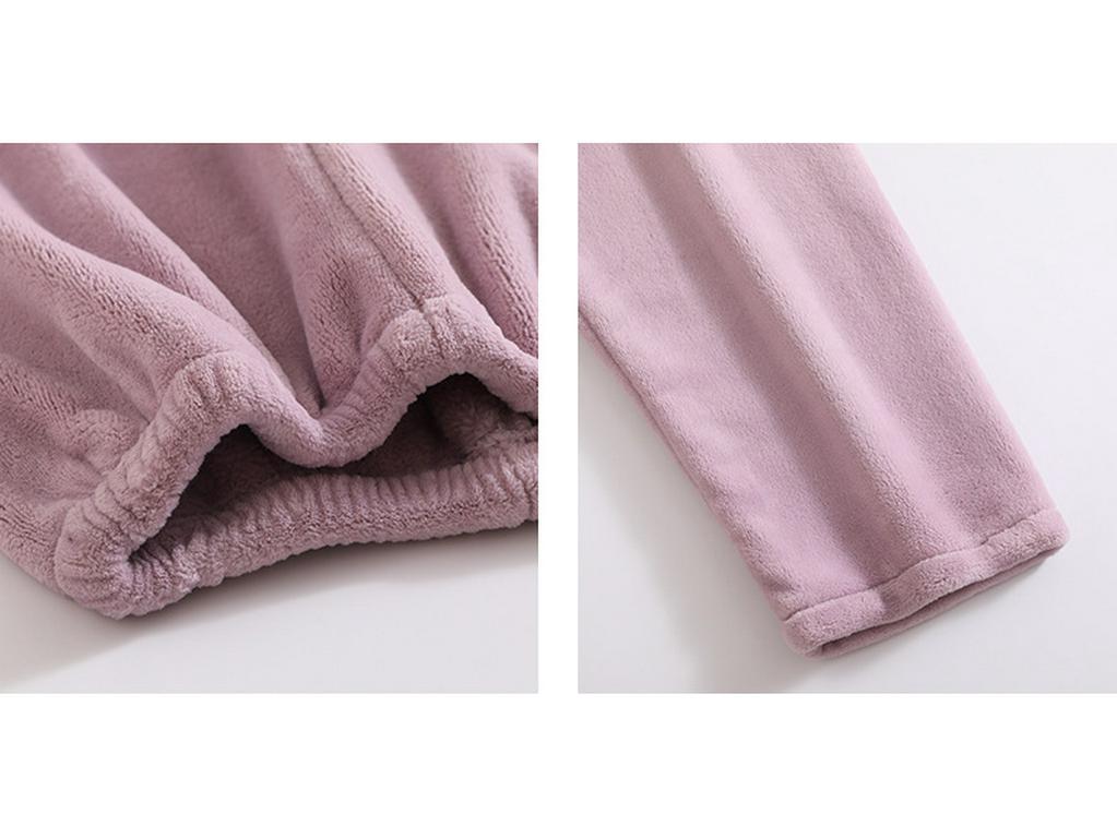 Ensemble de Pyjama d'Hiver en Flanelle pour Femme - Cardigan Mignon, Manches Longues, Vêtement d'Intérieur Chaud et Confortable