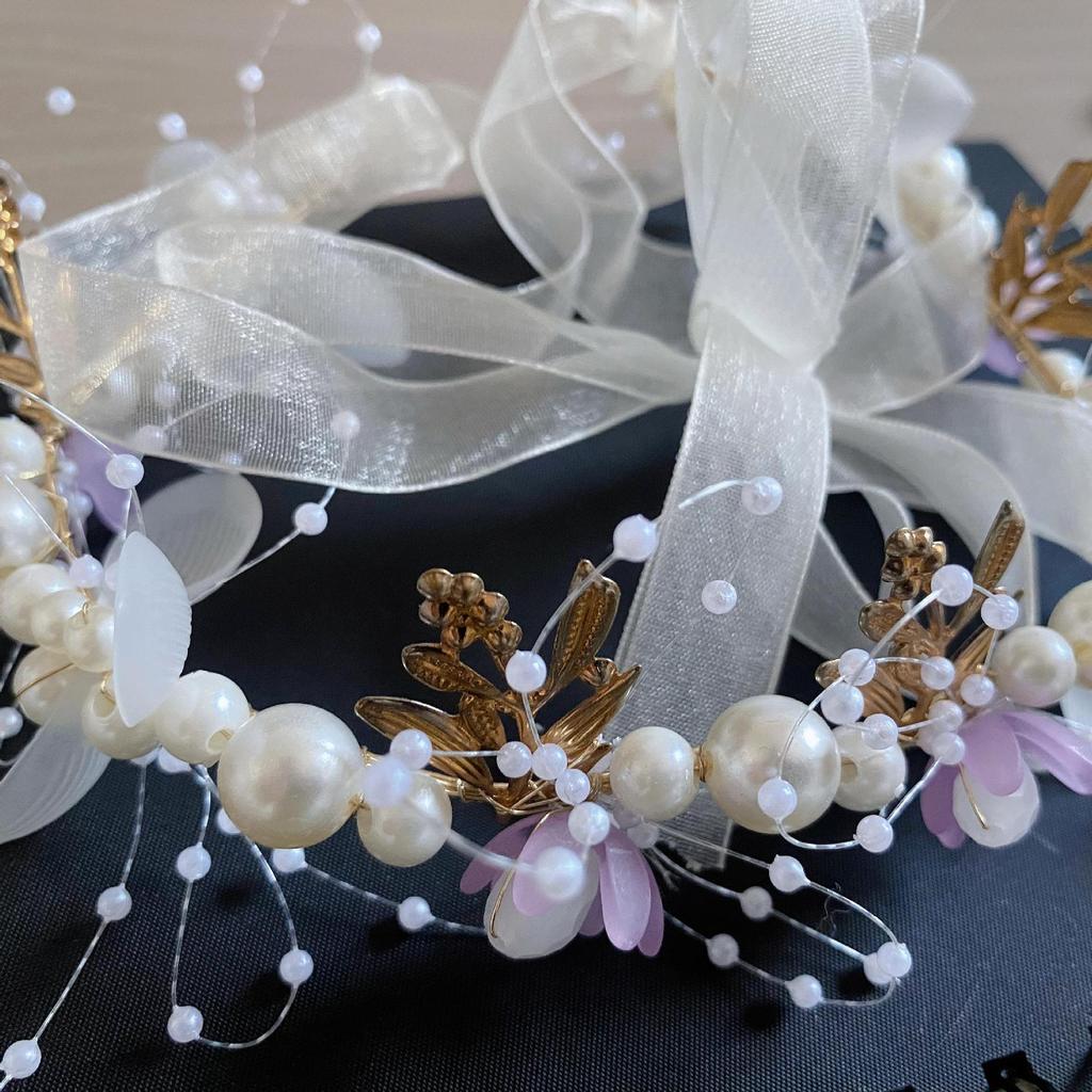 Fairy Pearl & Golden Leaf Floral Headband for Children & Brides