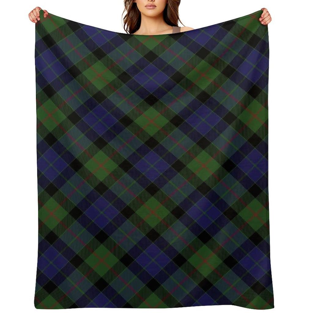 Gunn Clan Family Tartan Cross Pattern Throw Blanket Retros Large Luxury Brand Designers Blankets
