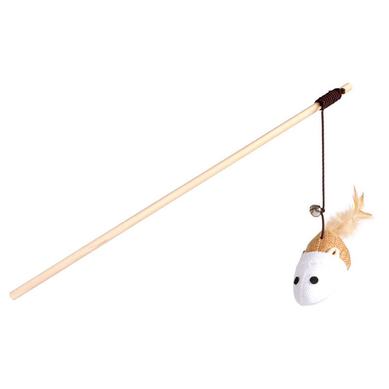 Cat Toys, Wooden Handles, Cat Teasing Sticks, Elastic Ropes, Cotton and Linen Cloth, Feather Bells, Interactive Cat Toys, Cat Teasing Toys