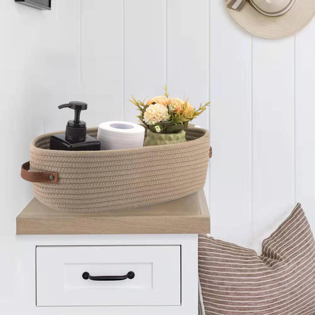 Nordic Cotton Rope Woven Storage Baskets Oval Bathroom Storage Basket Desktop Sundries Sundries Key Cosmetics Storage