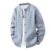 Men's Solid Color Round Neck Button Long Sleeve Cardigan Sweater Knitted Thread Fashion Casual Top